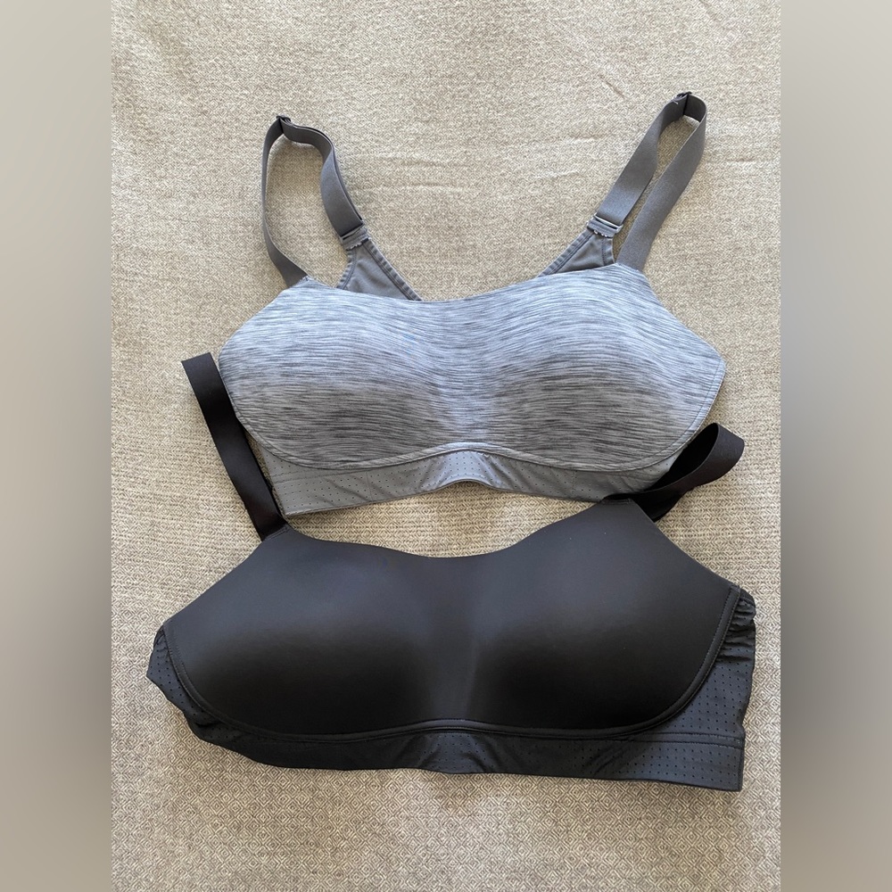 Maidenform  2 sports bras sgray & black wire free, convertible straps 36DD
